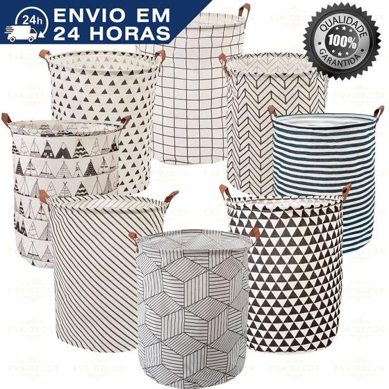 Cesto de Roupa Organizador Brinquedos Dobrável Multiuso Tecido ...
