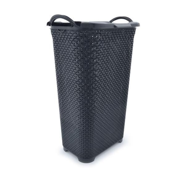 Cesto de Roupa Rattan Com Tampa Alça 50 Litros Arqplast Menor preço em Cesto de Roupa Rattan Com Tampa Alça 50 Litros Arqplast