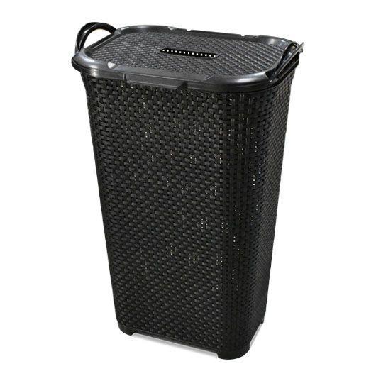 Cesto de roupa rattan tampa basculada com alça 50l Menor preço em Cesto de roupa rattan tampa basculada com alça 50l