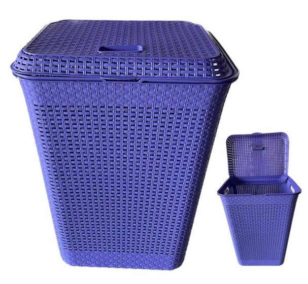 Imagem de Cesto de Roupa Retangular 72 Litros Rattan
