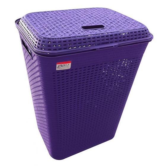 Cesto De Roupa Suja Grande 72L Resistente Lavanderia Tampa Organizador Banheiro Roupas Família