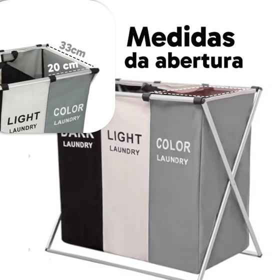 Imagem de Cesto de Roupa Suja Organizador Lavanderia 3 em 1