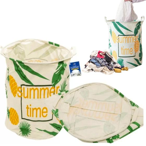 Cesto de Roupa Suja Saco Dobrável Organizador 60 L Summer Menor preço em Cesto de Roupa Suja Saco Dobrável Organizador 60 L Summer
