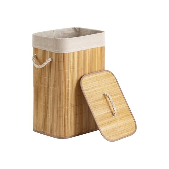 Cesto de Roupas Sujas Bambu Grande 70 litros Retangular Organizador c/ Alças e Tampa Maxx Menor preço em Cesto de Roupas Sujas Bambu Grande 70 litros Retangular Organizador c/ Alças e Tampa Maxx