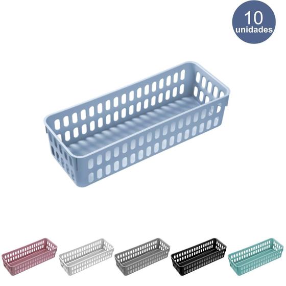 Imagem de Cesto Decorativo Caixa Organizadora Slim G Kit Com 10 - Para cozinha armarios gavetas