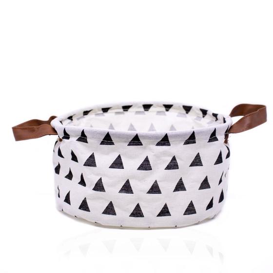 Imagem de Cesto Decorativo Multiuso Organizador Triângulos Branco 15x26x26 cm - Indo Decorar