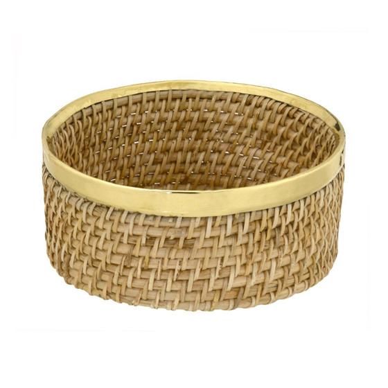 Imagem de Cesto Decorativo Rattan Com Dourado M