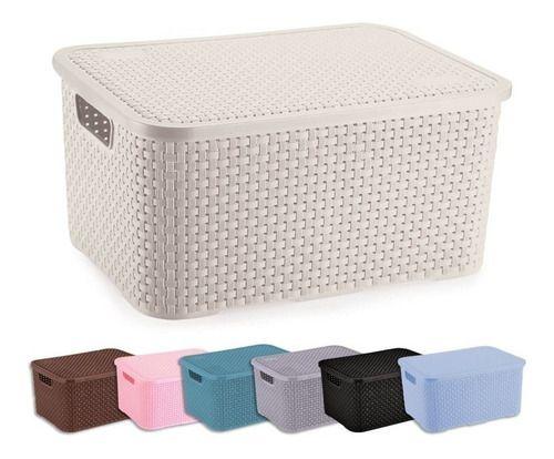 Cesto Eco Organizador Rattan Médio Com Tampa Menor preço em Cesto Eco Organizador Rattan Médio Com Tampa