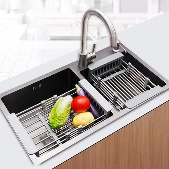 Cesto Extensível Escorredor Para Cuba De Louças Cozinha Legumes Frutas Verdura Em Aço Inox é boa?