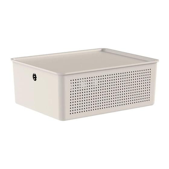 Imagem de Cesto Flow com Tampa 34x27x14cm Bege CFW455BGF - Ou