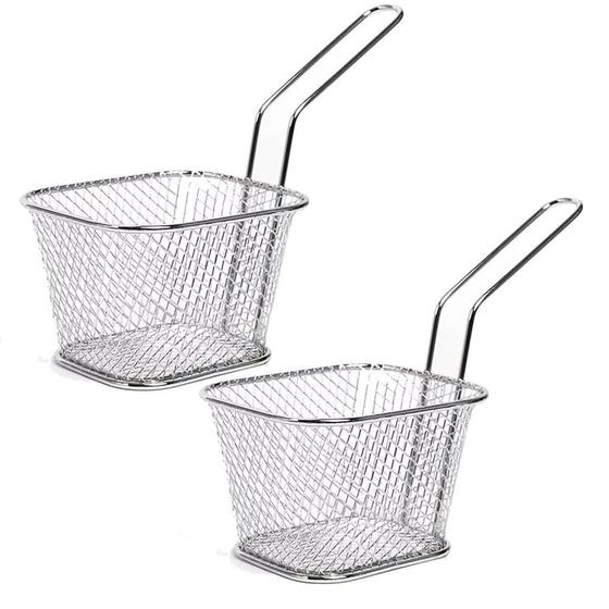 Imagem de Cesto Fritura Inox 10cm - Kit 2 Mini Cestos Batata Frita