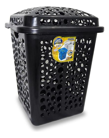 Cesto Grande Roupa Suja Banheiro Lavanderia 80 Lts Preto Max Menor preço em Cesto Grande Roupa Suja Banheiro Lavanderia 80 Lts Preto Max