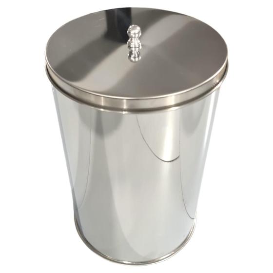 Imagem de Cesto Lixeira Em Aço Inox Com Tampa Cozinha Banheiro 5Litros