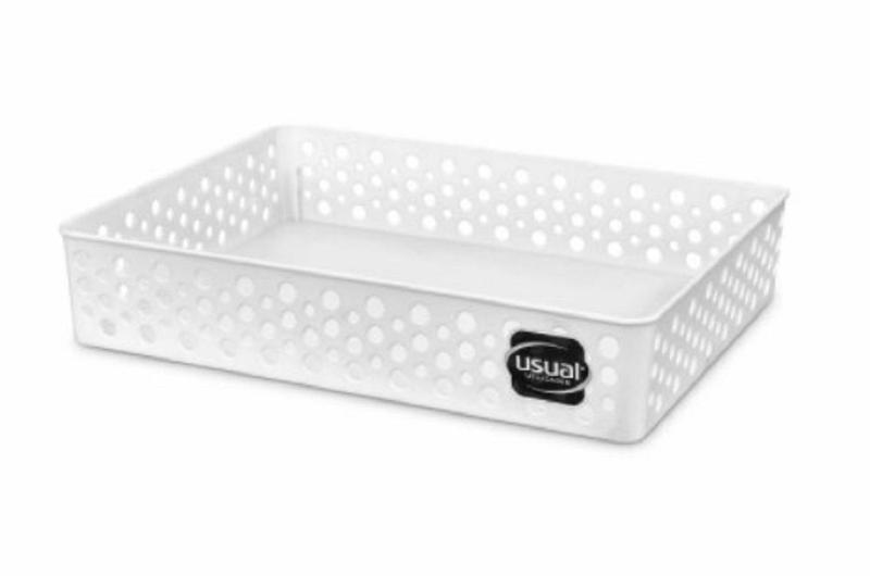 Cesto m plastico organizador branco caixa multiuso Menor preço em Cesto m plastico organizador branco caixa multiuso
