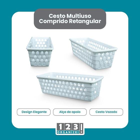 Imagem de Cesto Multiuso Comprido Retangular Branco 28X11X8 Cm