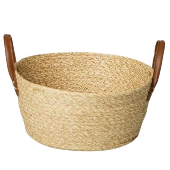 Imagem de Cesto Multiuso De Fibra Natural 24x11 Com Alça Marrom