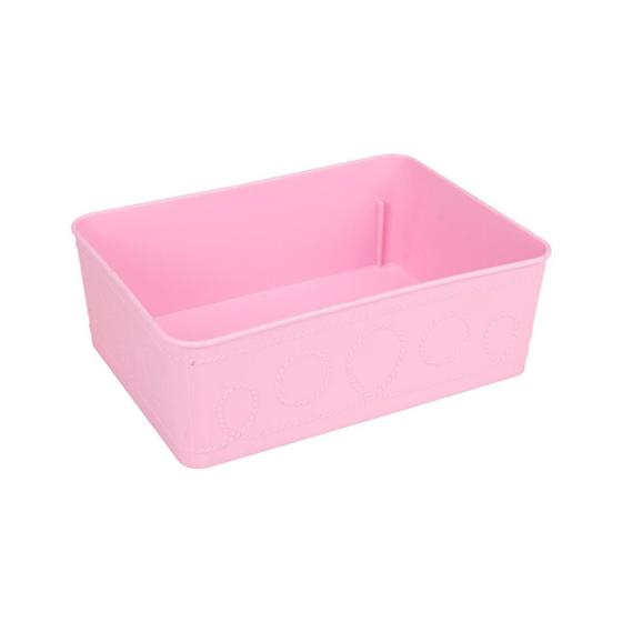 Imagem de Cesto Multiuso Decorativo Rosa 19X13,5X6,5Cm 123Organizei