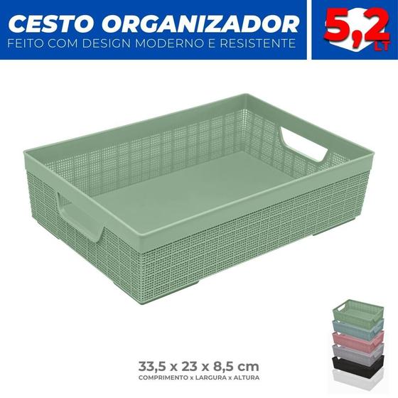 Imagem de Cesto Multiuso Organizador Armário Gaveta Lavanderia M 33x23