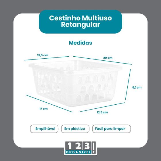 Imagem de Cesto Multiuso Organizador Médio Transparente 20x15,5x6,5Cm