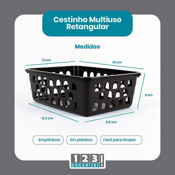 Imagem de Cesto Multiuso Organizador Pequeno Preto 16x12x6Cm