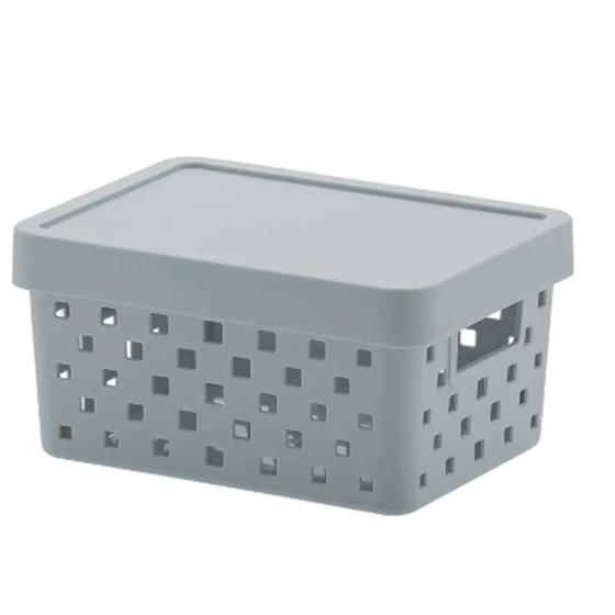 Imagem de Cesto Organizador Com Tampa Quadratta 19 X 14 X 10 Grey