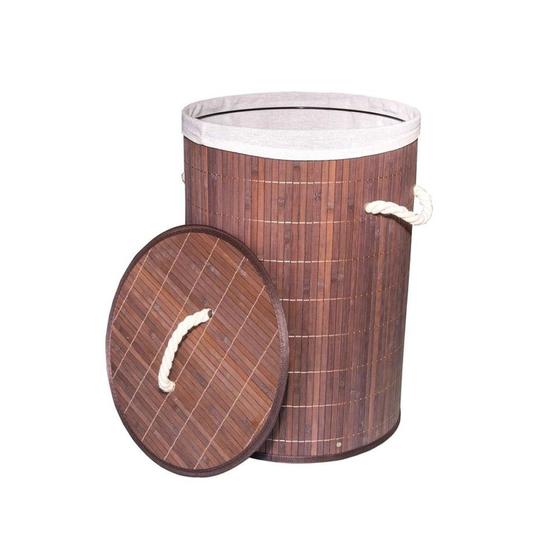 Imagem de Cesto organizador de Bambu com tampa e forro BTC 49cm