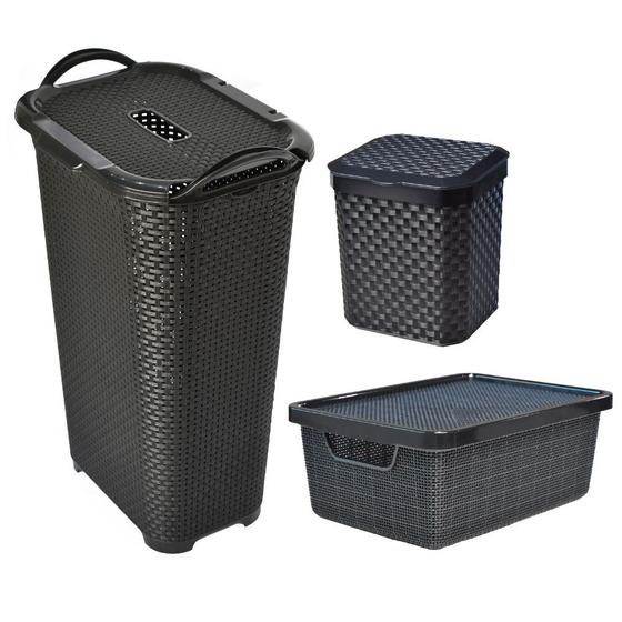 Cesto Organizador de Roupa 50L + Lixeira 5L + Caixa Jutta 6L Menor preço em Cesto Organizador de Roupa 50L + Lixeira 5L + Caixa Jutta 6L