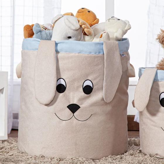 Cesto Organizador De Roupa Ou Brinquedos Cachorro Azul Médio Menor preço em Cesto Organizador De Roupa Ou Brinquedos Cachorro Azul Médio