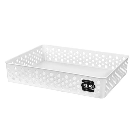 Imagem de Cesto Organizador Grande 34 x 26 x 6,5 Cestinho Caixa Gaveta Organizadora Multiuso Rattan