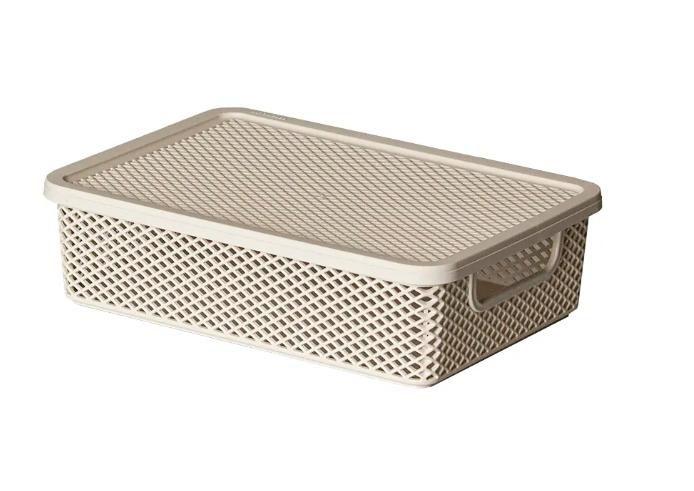 Imagem de Cesto Organizador Linea Com Tampa Creme