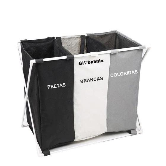 Cesto Organizador Multiuso 3 Divisórias Dobrável Roupa Suja Pretas Brancas Coloridas Menor preço em Cesto Organizador Multiuso 3 Divisórias Dobrável Roupa Suja Pretas Brancas Coloridas