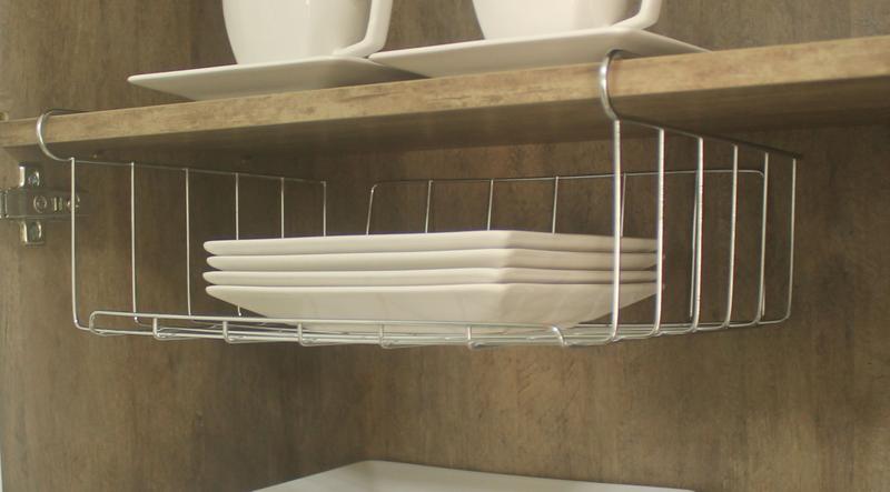 Imagem de Cesto Organizador para prateleiras de armário em aço cromado