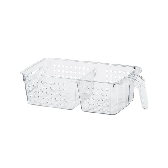 Imagem de Cesto Organizador Plástico Multiuso com Cabo e 2 Divisórias Transparente Utti Ordene