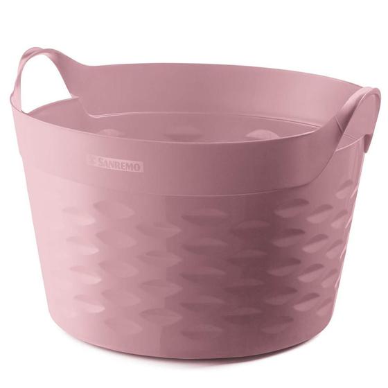 Cesto Organizador Redondo em Plástico 30 Litros Rosa Menor preço em Cesto Organizador Redondo em Plástico 30 Litros Rosa