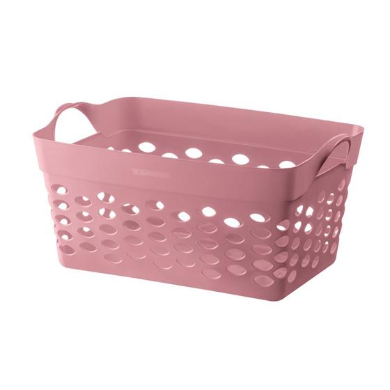 Imagem de Cesto Organizador Retangular Plástico Rosa 22L Moolti Sanremo