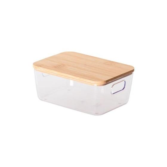 Imagem de Cesto Organizador Tampa Bambu Idealle Eco 13 x 9,4 x 5,8cm