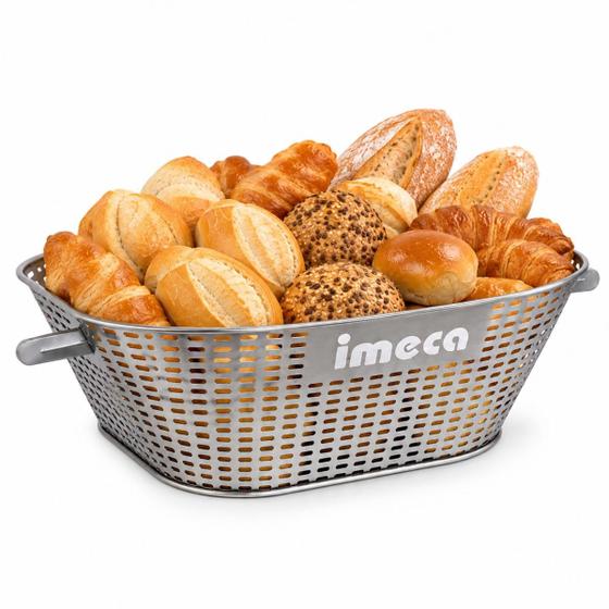 Cesto Para Pão Em Inox Perfurado Com Alça Arredondado 67cm Imeca