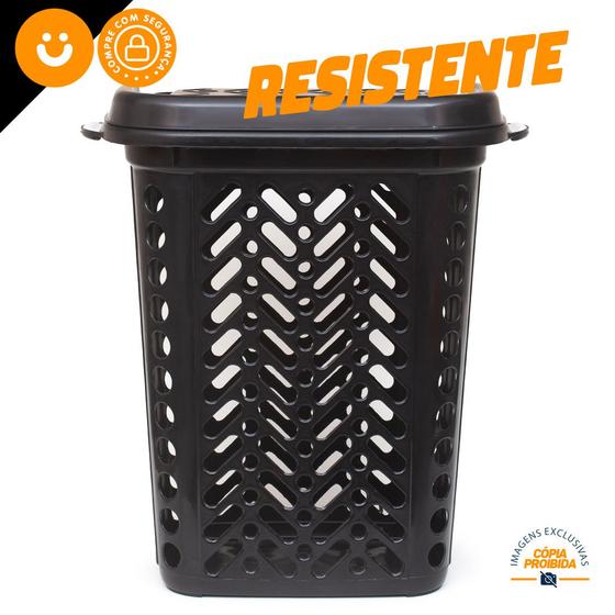 Imagem de Cesto Para Roupa Suja Limpa Organizador Multiuso Preto 60l