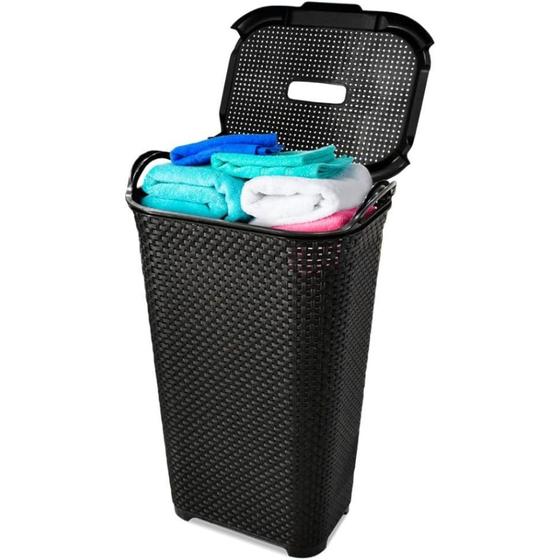 Imagem de Cesto Para Roupas Roupeiro Organizador Rattan Vime 50 Litros - Arqplast