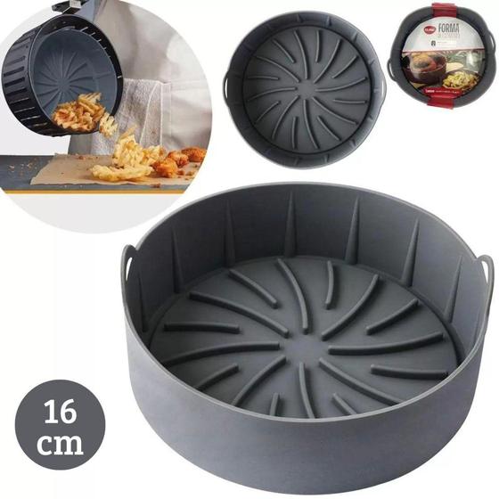 Imagem de Cesto Protetor De Silicone Fritadeira Redonda Air Fryer Antiaderente 16cm - Clink