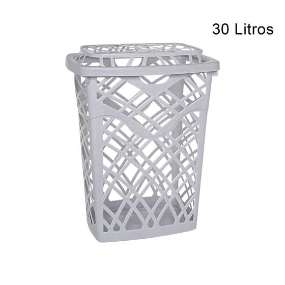 Imagem de Cesto Retangular Telado com Tampa 30 Litros