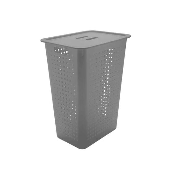 Imagem de Cesto Roupas Sujas Tampa 47L Chumbo Martplast