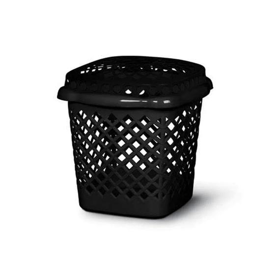 Imagem de Cesto Telado Preto Com Tampa 32L