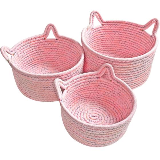 Imagem de Cestos de Armazenamento HENGYOU de Corda de Algodão para Bebês - Conjunto de 3