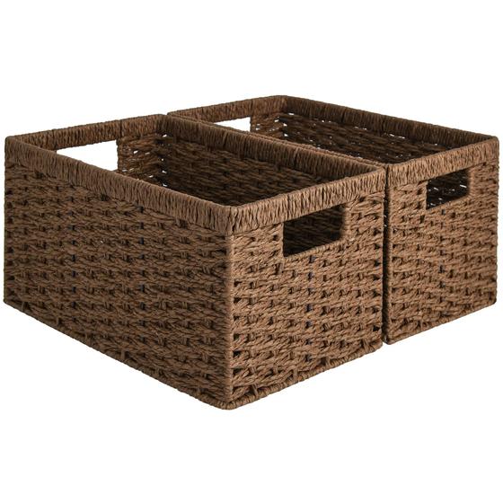 Cestos de armazenamento StorageWorks Round Paper Rope Medium, pacote com 2