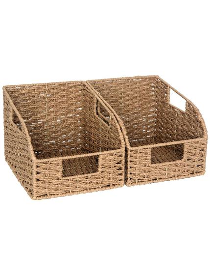 Cestos de armazenamento StorageWorks Wicker Round Paper Rope, pacote com 2