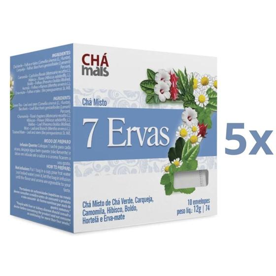 Imagem de Chá 7 Ervas Kit com 5 Caixas de 10 Sachês cada