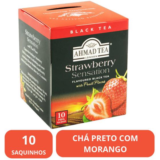 Imagem de Chá Ahmad Tea London Preto Strawberry Sensation 10 Sachês