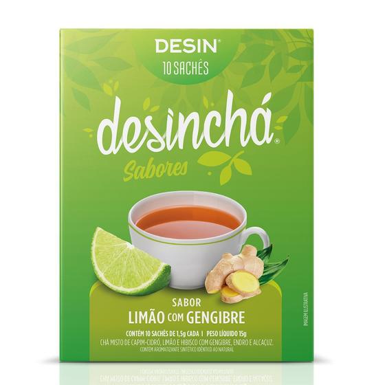 Imagem de Chá Desinchá Sabores Limão e Gengibre 10 Sachês com 1,5g Cada