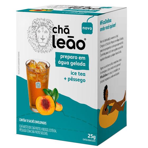 Chá Leão Gelado - Ice Tea E Pêssego 10 Sachês CX c/12 Menor preço em Chá Leão Gelado - Ice Tea E Pêssego 10 Sachês CX c/12